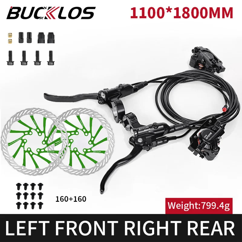 Electric Bicycle Brakes 2 Piston Hydraulic Disc Brake Bike/Scooter Brakes Kit 1100/1800mm Folding Bike Disc Brake Set Power-off