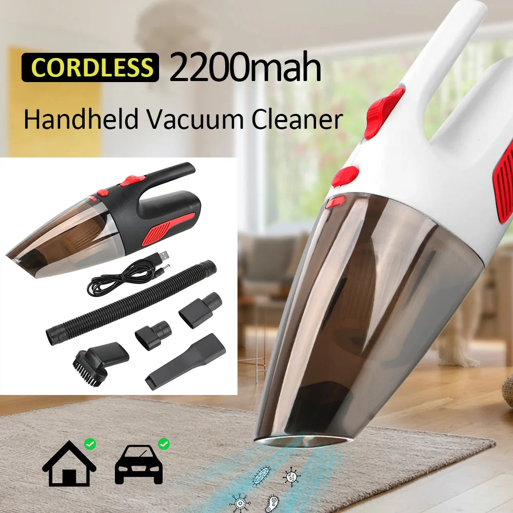 Portable Powerful Handheld Car Vacuum for Car Home 120W 12V 5000PA Super Suction Wet/Dry Dual-Use Cordless/Car Plug Cleaner