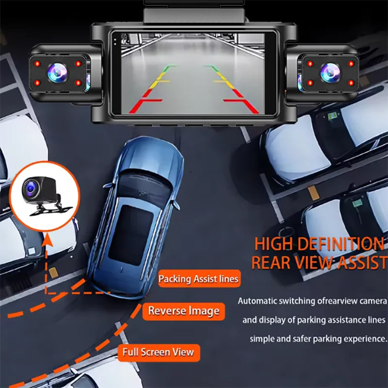 3/4 Channel Car Dash Cam Black Box WiFi Driving Camera FHD 1080P Front Left Right Rear Night Vision Loop Recording Hardwireki