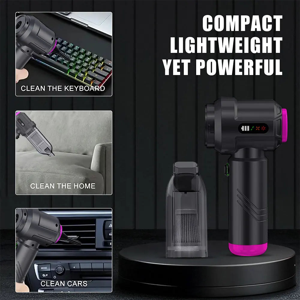 Car Vacuum Cleaner 3 Gears adjustable Portable Electric Air Duster Blow Drying Dust Removal Type-C Charging Cleaning Blower Tool