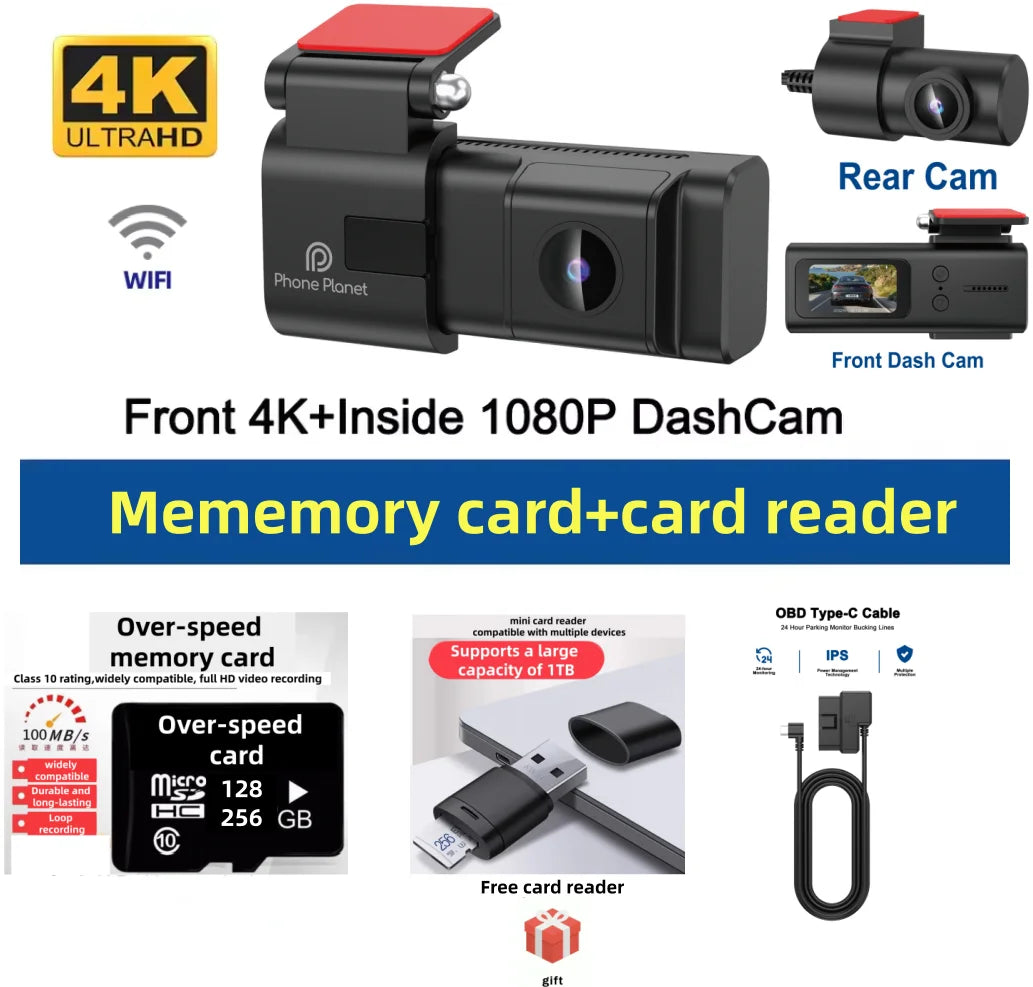 Smart Dash Cam 4K UHD Recording Car Camera DVR Night Vision Video Recorder WDR G sensor 140 Wide-Angle Suppot Large Memory