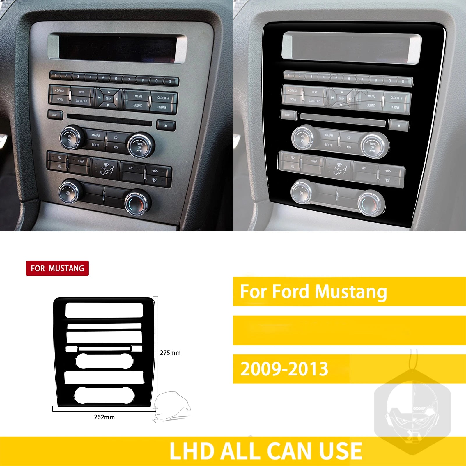 For Ford Mustang 2009-2013 Accessories Car Plastic Black Interior Door Panel Gear Cupholder Air outlet Trim Sticker Decoration