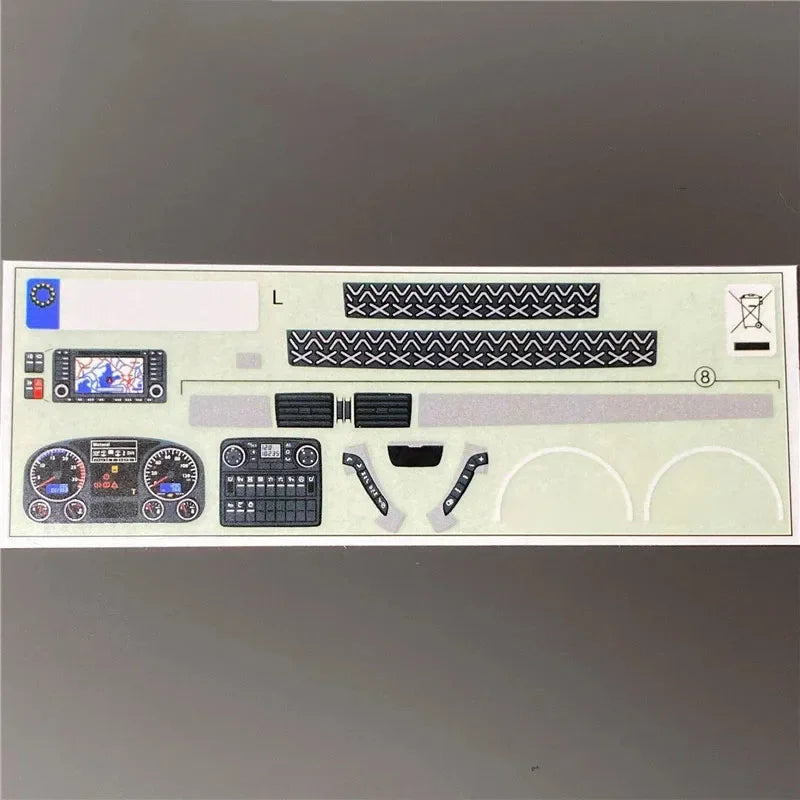RC Truck Interior Stickers Center Console General for 1/14 Tamiya SCANIA 770S R620 VOLVO BENZ Arocs MAN TGX Car Accessories