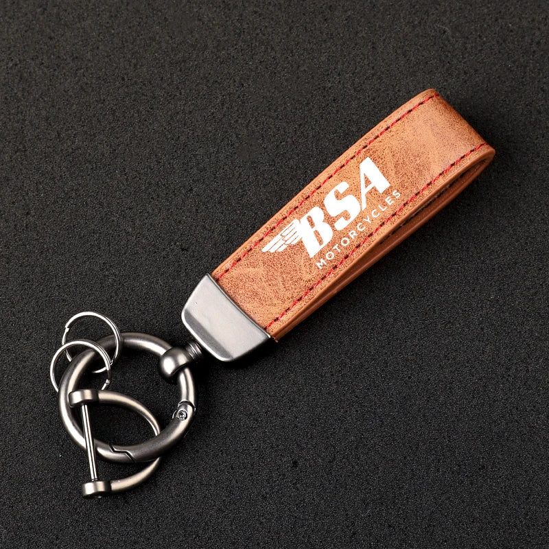 Llavero con anilla de herradura de cuero vintage impreso en HD para accesorios de motocicleta BSA