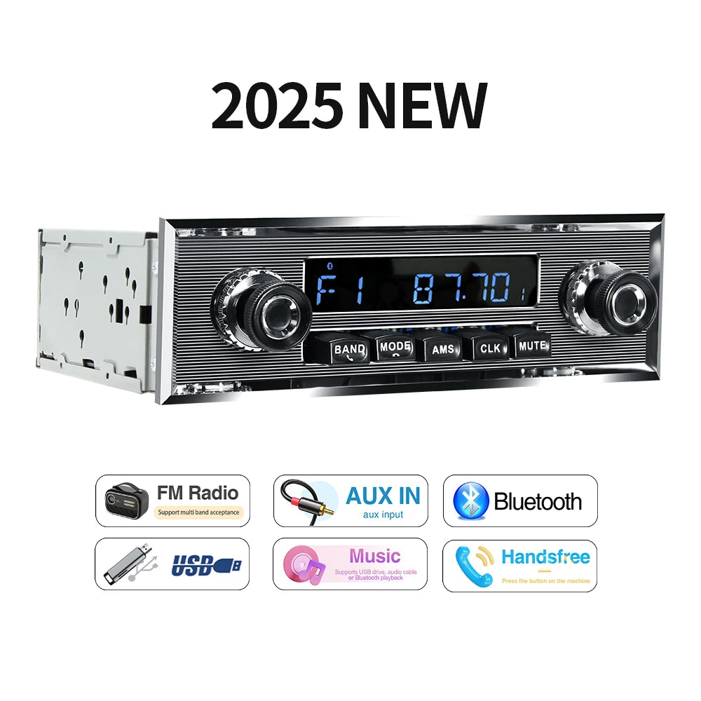 Grandnavi 1 Din Car Radio MP3 Player Classic Car Retro Audio Stereo Support FM AUX EQ USB Input In-dash Bluetooth For Benz