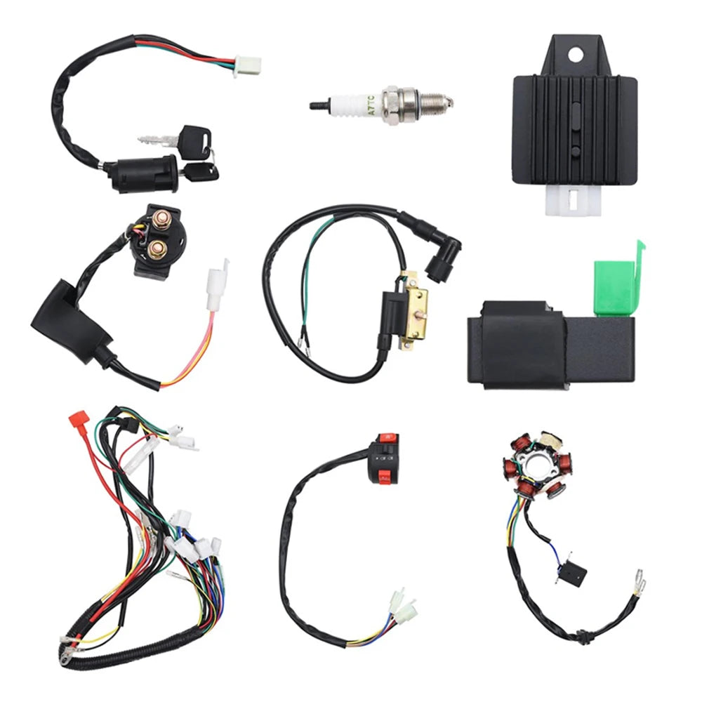 Electric Full Wiring Harness Kit For Motorcycle 4 Stroke 50 70cc 90cc 110cc 125cc Motocross ATV Quad Pit Dirt Bike Buggy Go Kart