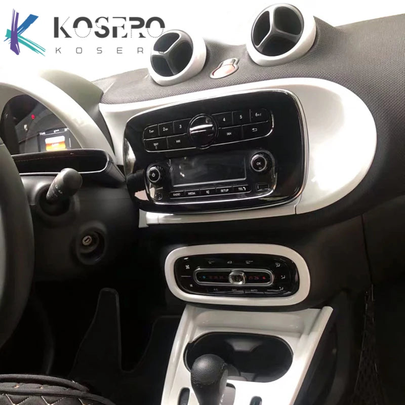 Full Set White Interior Decoration Cover Car Stickers For Smart 453 451 2015-2020 Accessories