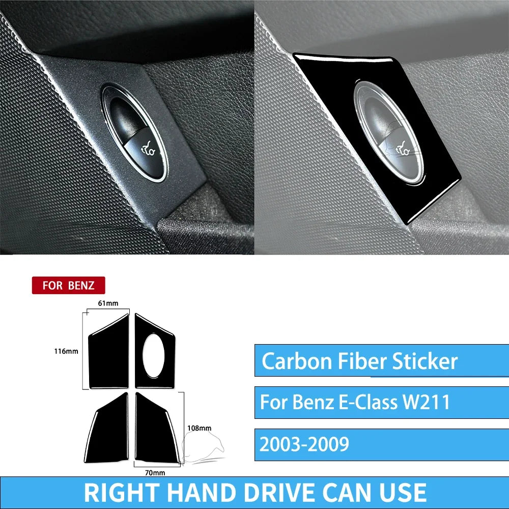 For Mercedes W211 E Class Accessories Interior 2003-2009 Co-pilot Storage  Speedometer Headlight Dashboard Stickers Piano Black