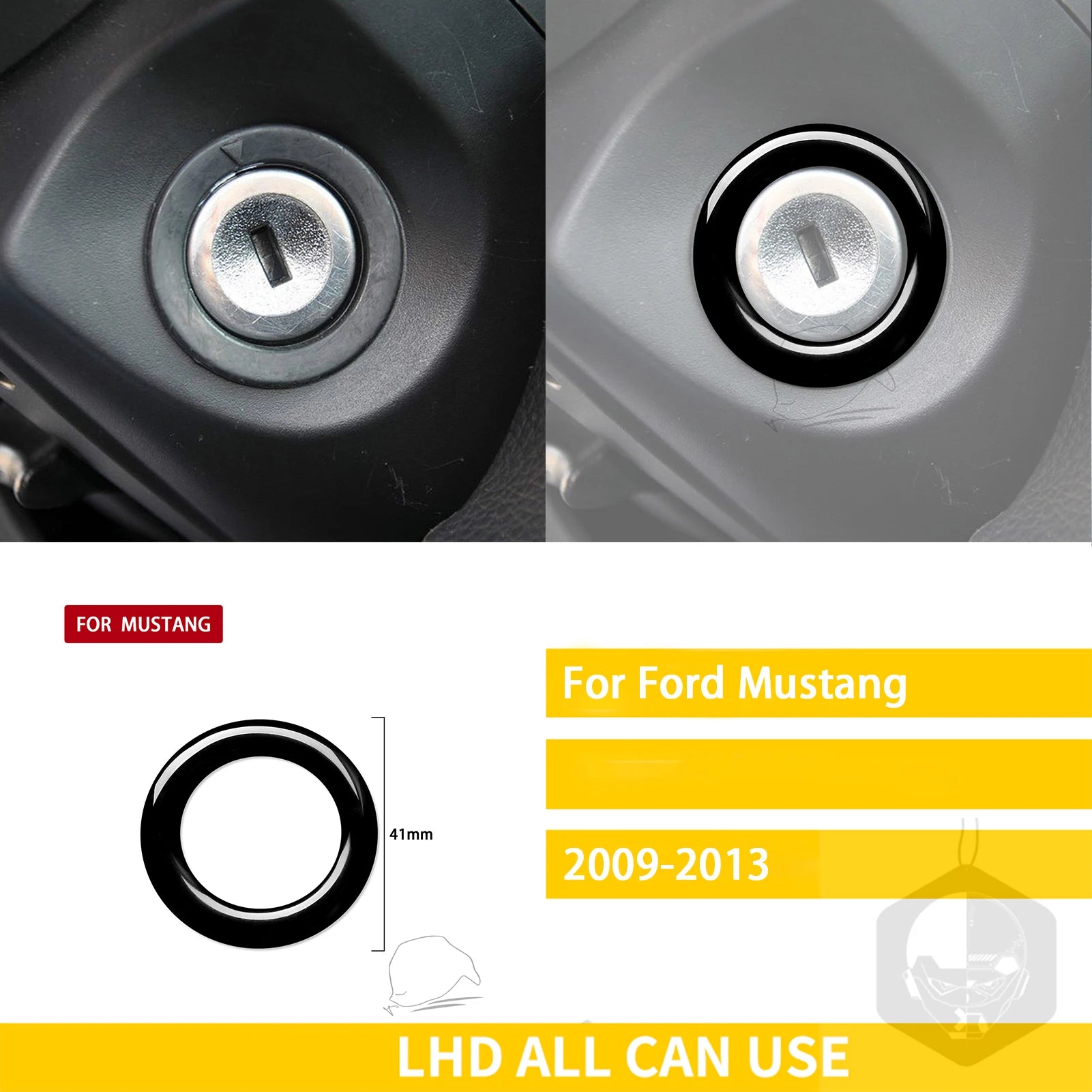 For Ford Mustang 2009-2013 Accessories Car Plastic Black Interior Door Panel Gear Cupholder Air outlet Trim Sticker Decoration