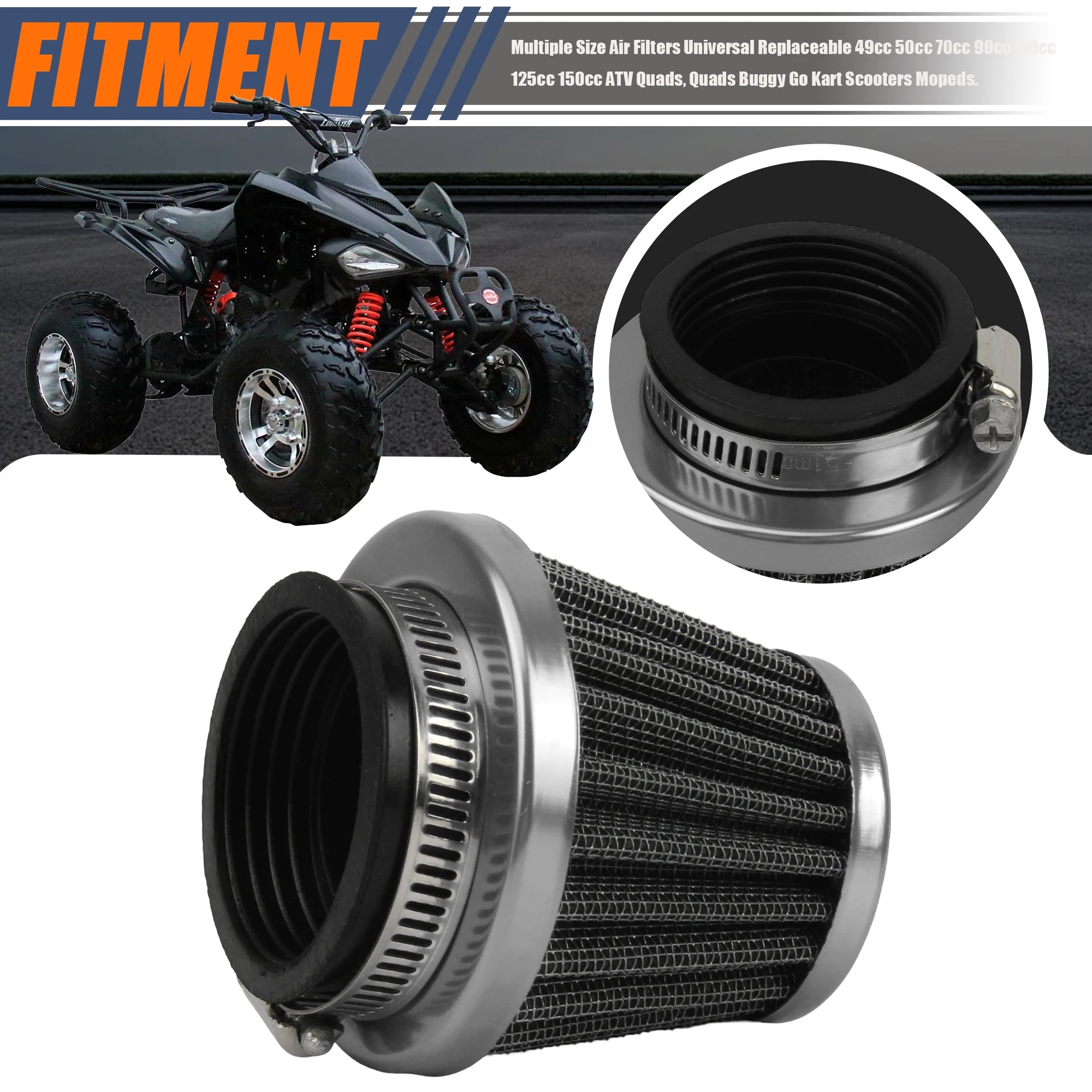 44mm Motorcycle Air Filters Systems For 50 70CC 90CC 110CC 125CC Universal ATV Pit Dirt Bike Go Kart Quad Motocross Accessories