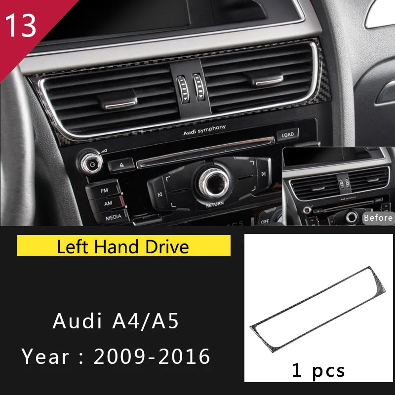 For Audi A4 S4 RS4 B8 8K A5 S5 RS5 8T 8F Carbon Fiber Interior Auto Gear Shift Panel Cover Frame Trim Sticker Car Accessories