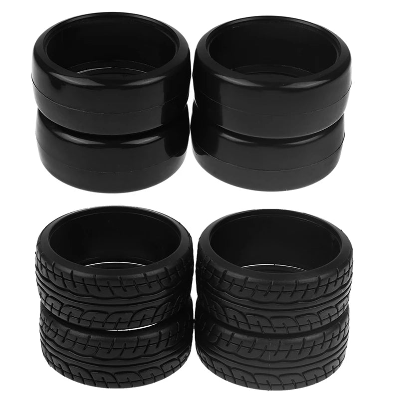 4PCS 1:10 RC Drift Car Tyres - Hard Pattern Plastic On-Road Tires for Mini Racing Cars