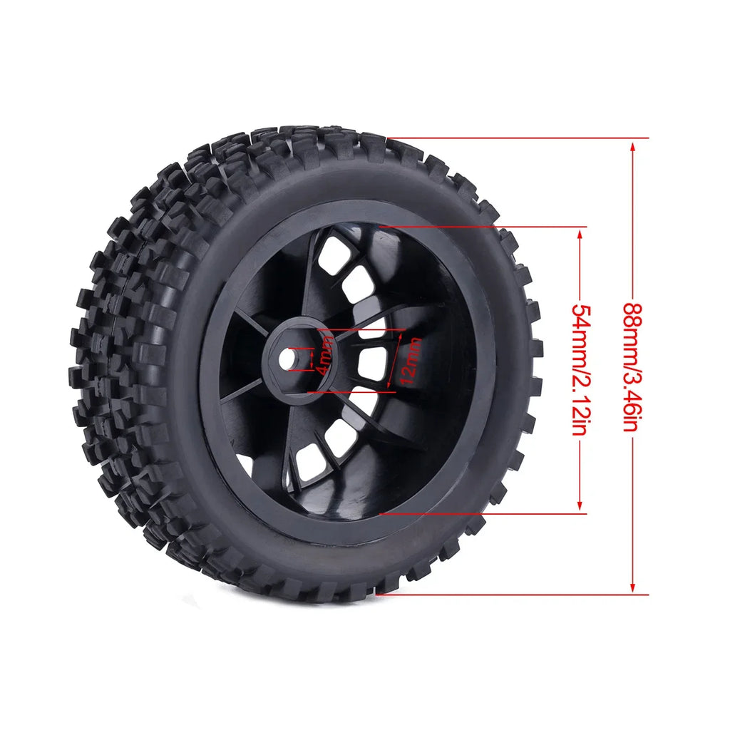 4 Pcs 88mm Buggy Tires Wheel Tyre for 1/10 Wltoys 104001 Tamiya TT-02B DT-02 RC Car Off Road Rally Racing Rims Upgrades Parts