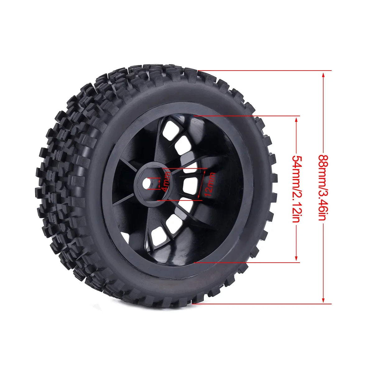 4 Pcs 88mm Buggy Tires Wheel Tyre for 1/10 Wltoys 104001 Tamiya TT-02B DT-02 RC Car Off Road Rally Racing Rims Upgrades Parts