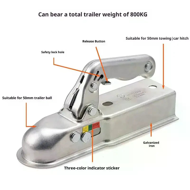 1Pcs RV Boat Trucks Accessories Trailer Tow Connector Towball Protector Head Connector For Unbraked Trailers Upto 800kg Trailer