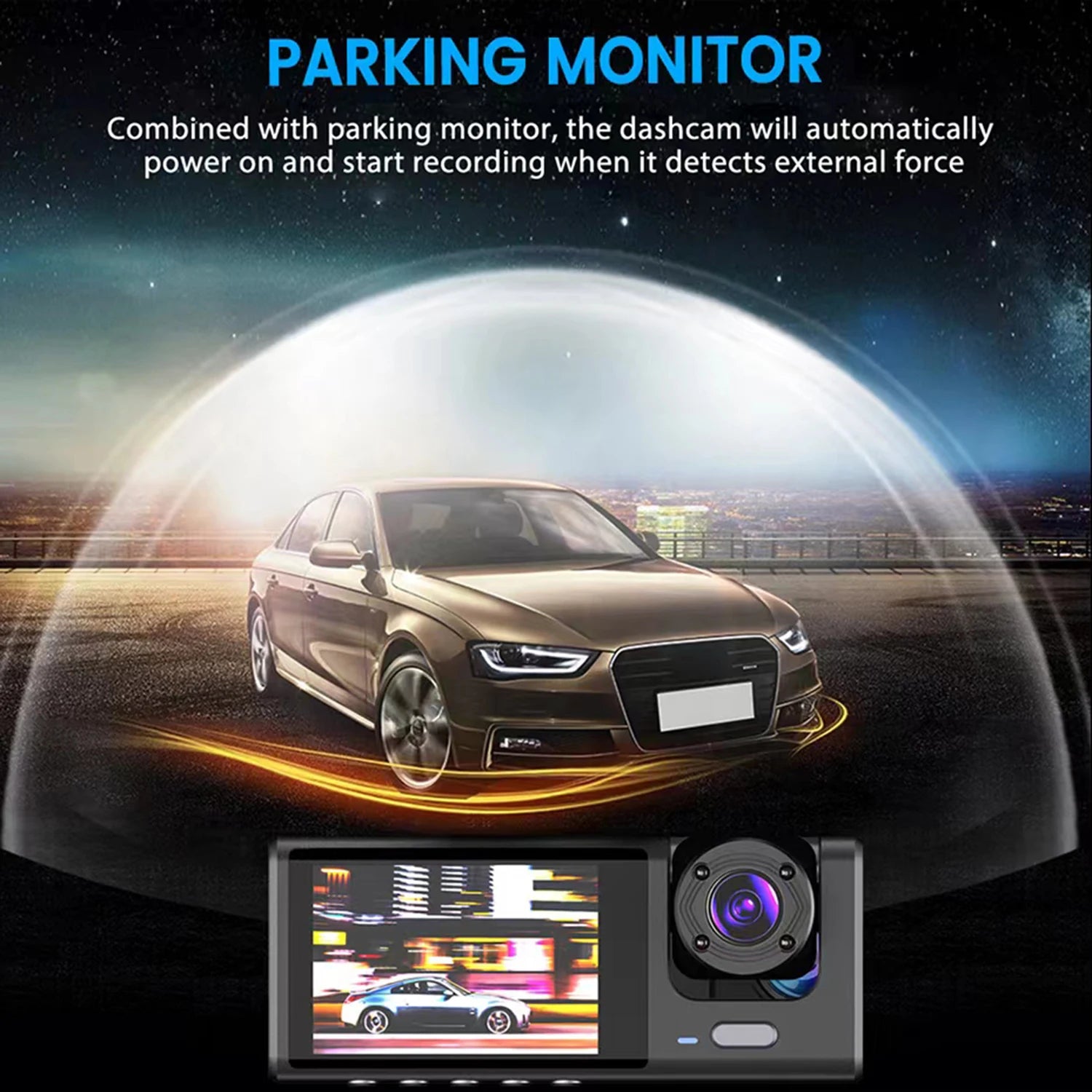 Car DVR S1 2"Screen HD 1080P 3 Cameras+WiFi Front/Rear/In car Inside Vehicle Dash CamThree Way Camera Dashcam Camcorder Recorder