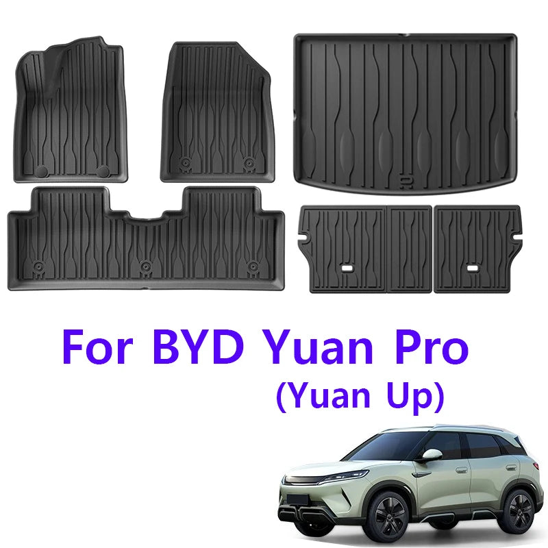 Car Floor Mats For BYD Yuan Pro Yuan Up 2025 2024 Cargo Liner Mat Waterproof Non-slip Foot Pad Seat Back Protector Car Carpet