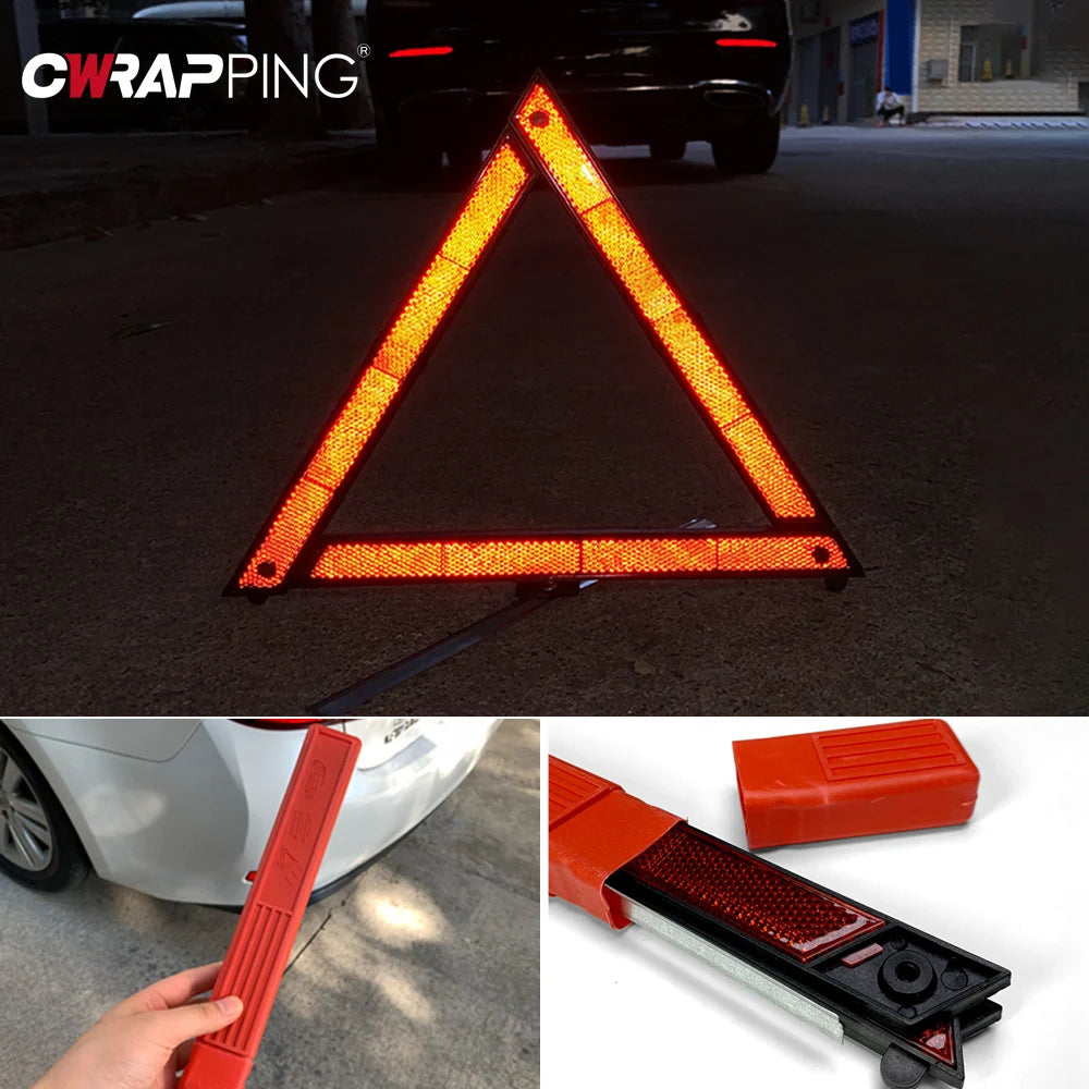 Car Emergency Breakdown Safety Warning Reflective Tripod Foldable Triangle Reflector Sign for Trailer Truck RV Car Accessories