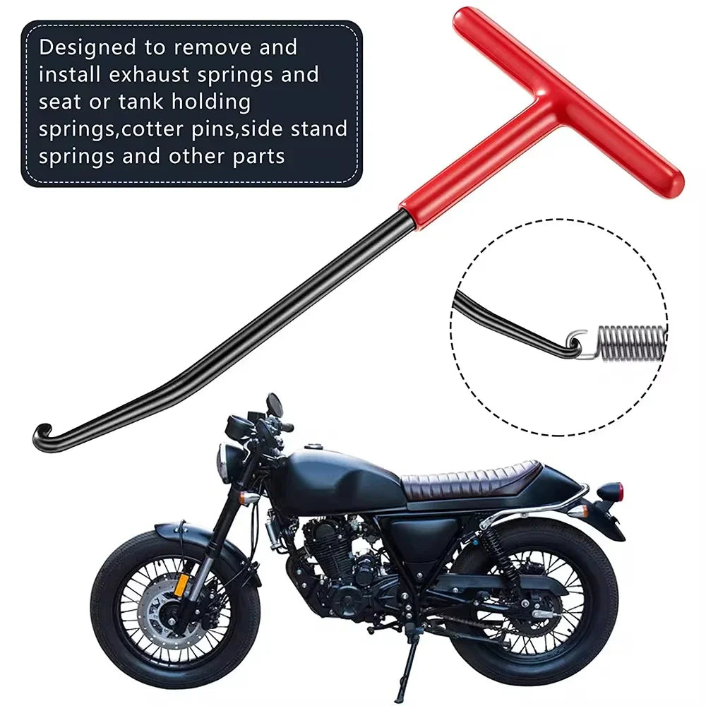 Repair Tool for Springs Removal Motorcycle Exhaust Spring Hook T Shaped Handle Exhaust Pipe Spring Puller Installer Hooks Tools