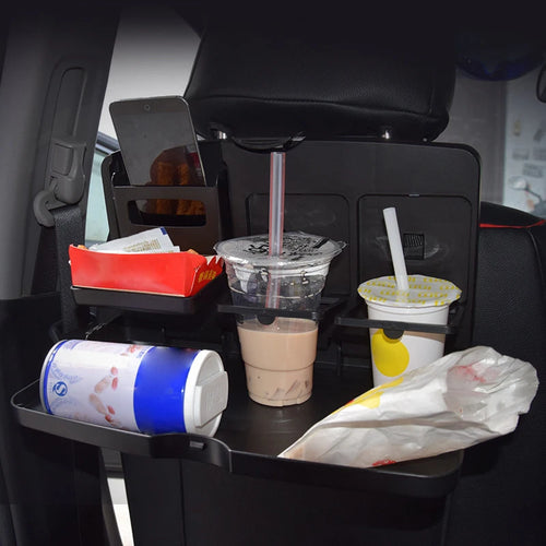 1PC Handy Car Interior Accessory; Foldable Dining Table with Cup and Food Storage