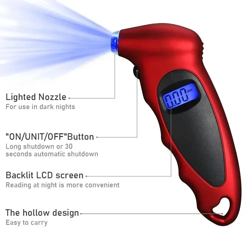 Digital Tire Pressure Gauge Car Portable LCD Display Backlight High Precision Tyre Air Pressure Monitor Tool Auto Accessories