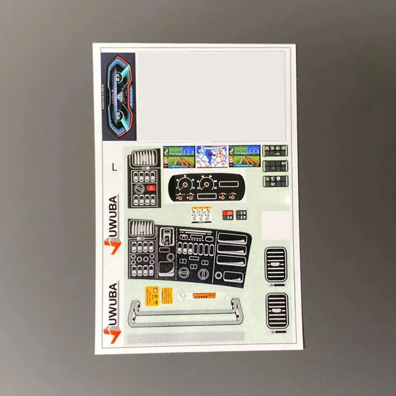 RC Truck Interior Stickers Center Console General for 1/14 Tamiya SCANIA 770S R620 VOLVO BENZ Arocs MAN TGX Car Accessories