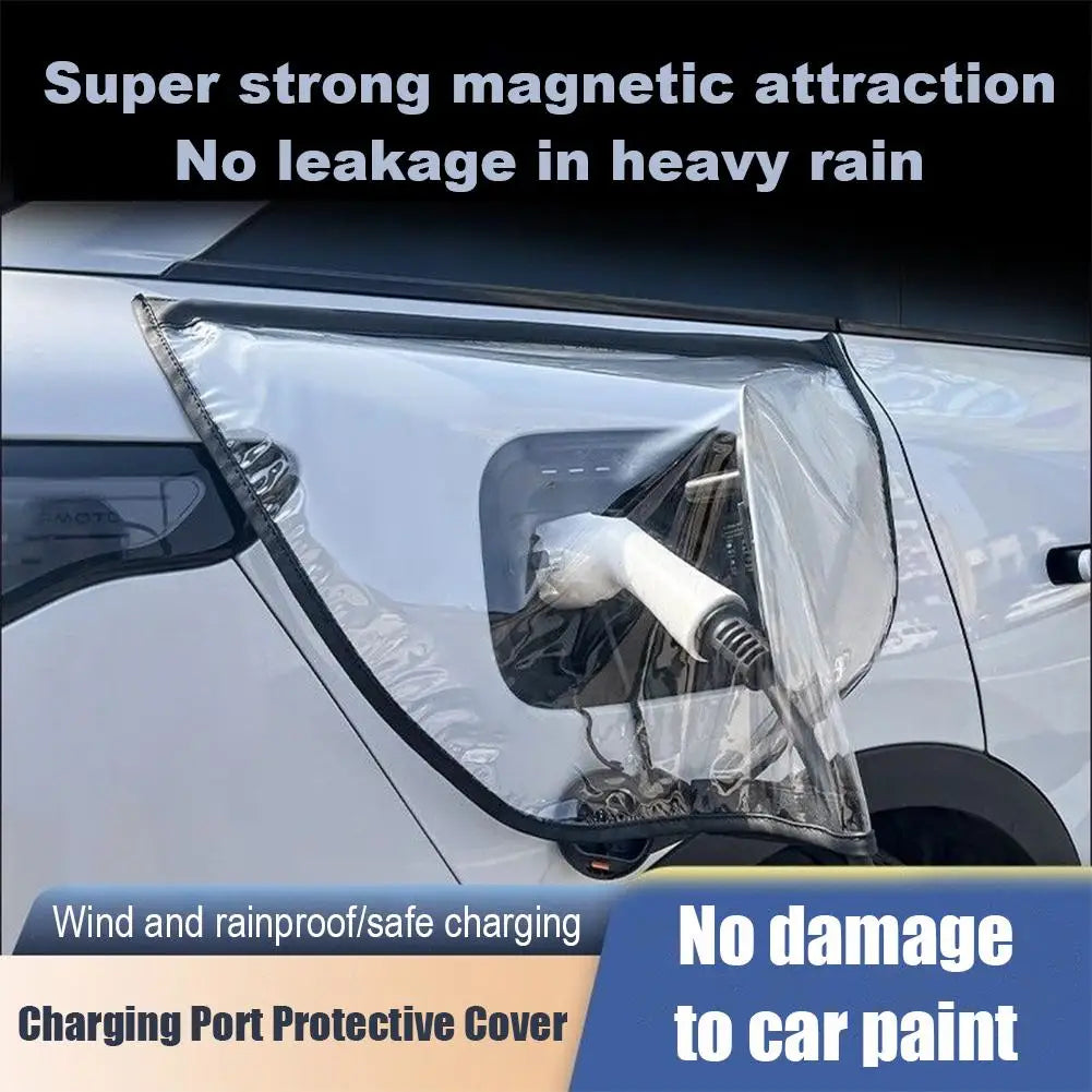 Electric Vehicle Charger Port Rainproof Cover Electric Car Charger Plug Cover Waterproof PVC With Magnetic Stripe For All EV