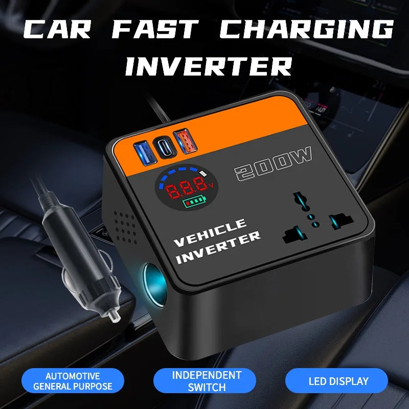 Car inverter charger universal 12v24v to 110v220v multi-function power converter charging mobile phone