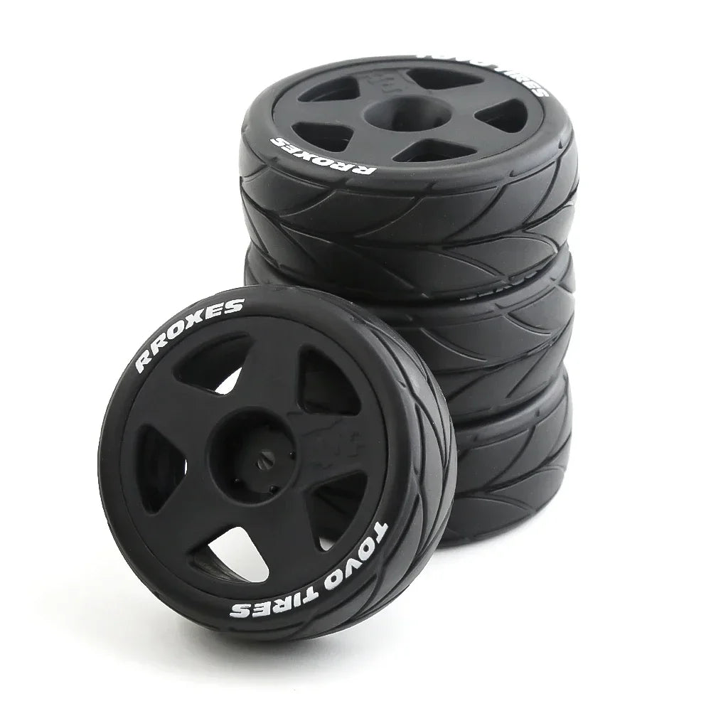 4pcs 65mm Rubber Tire Wheel Tyre 12mm Hex for Tamiya TT01 TT01E TT02 TT02B XV01 TA06 PTG-2 1/10 RC Racing Car Upgrades Parts