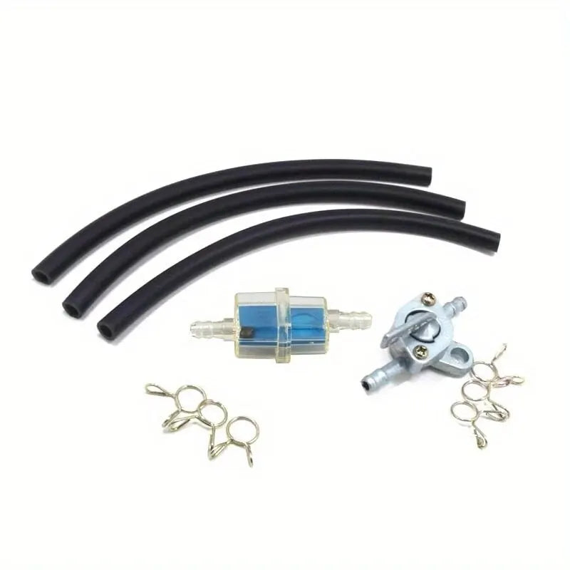6MM Motorcycle Dirt Bike ATV Scooter Fuel Tank Petcock Valve Switch Inner Filter Gasoline Petrol Line Hose Tube Clips 50-200CC
