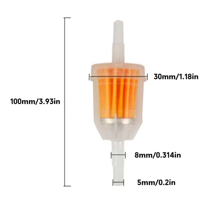 Universal 5-8mm Fuel Filter Kit with Hose & Clips - Reusable Inline Gas Petrol Filter for Motorcycle ATV Dirt Bike Scooter