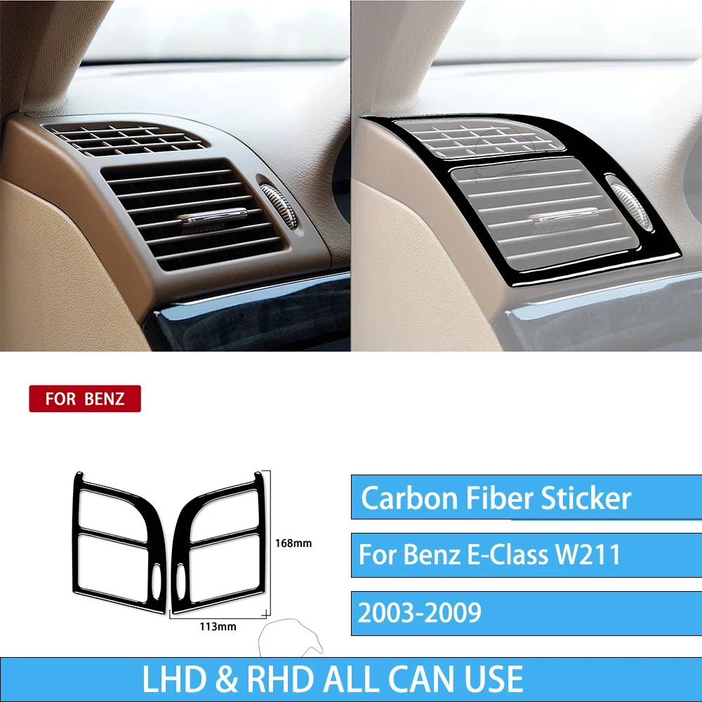 For Mercedes W211 E Class Accessories Interior 2003-2009 Co-pilot Storage  Speedometer Headlight Dashboard Stickers Piano Black