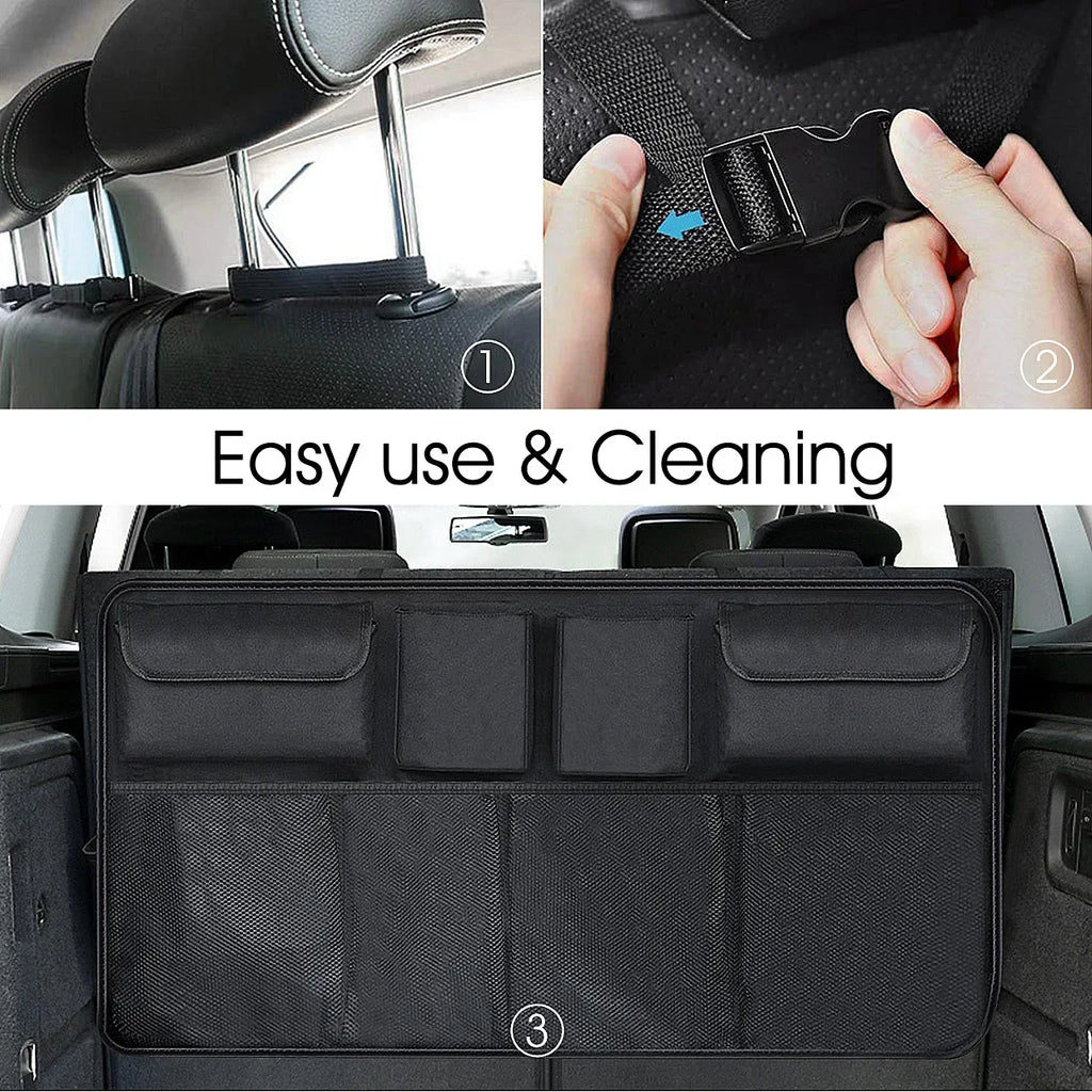 Universal Car Trunk Organizer Adjustable Backseat Storage Bag Net High Capacity Multi-use Oxford Automobile Seat Back Organizers