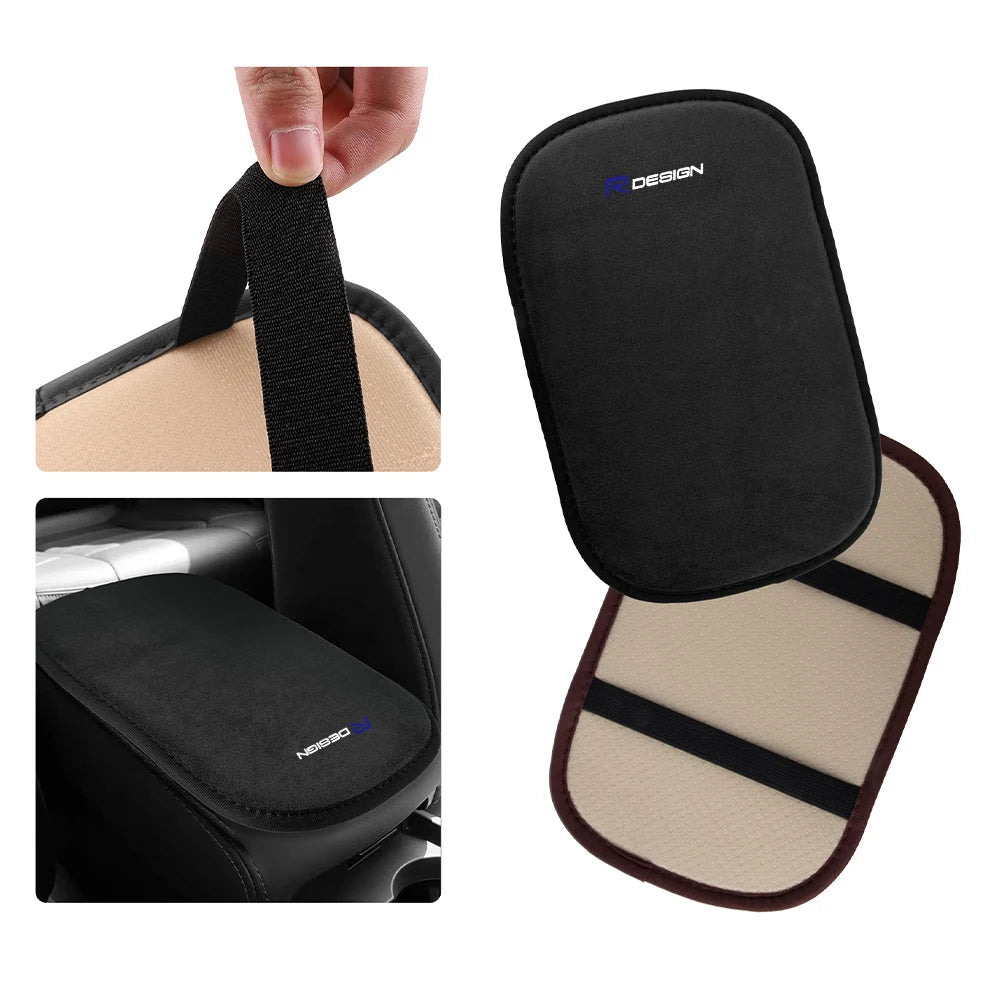 1PC Central Console Hand-held Fur Leather Protection Mat Auto Armrests soft Storage Box Pad For Volvo RDESIGN Auto Accessories