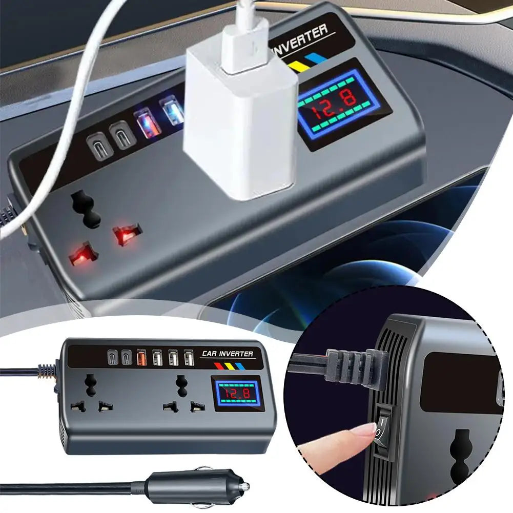 Car Inverter Converter 12V/24V To 220V Outlet Fast Charging Ports Portable Transformer Power Socket Charger Inverter 3 USB