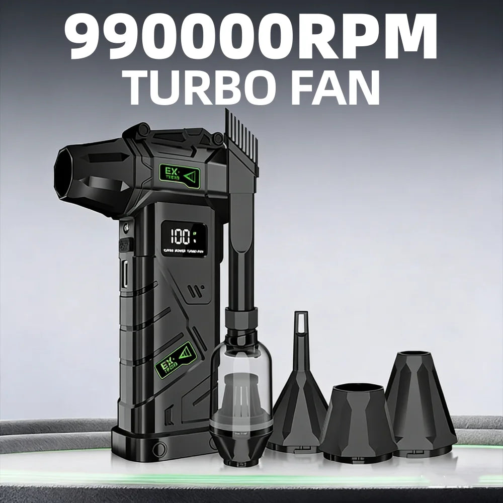 990000RPM Powerful Air Blower Vacuum Dust Cleaner Type-C Charging Strong Winds 60m/s Brushless Turbo Jet Blower Car Air Duster