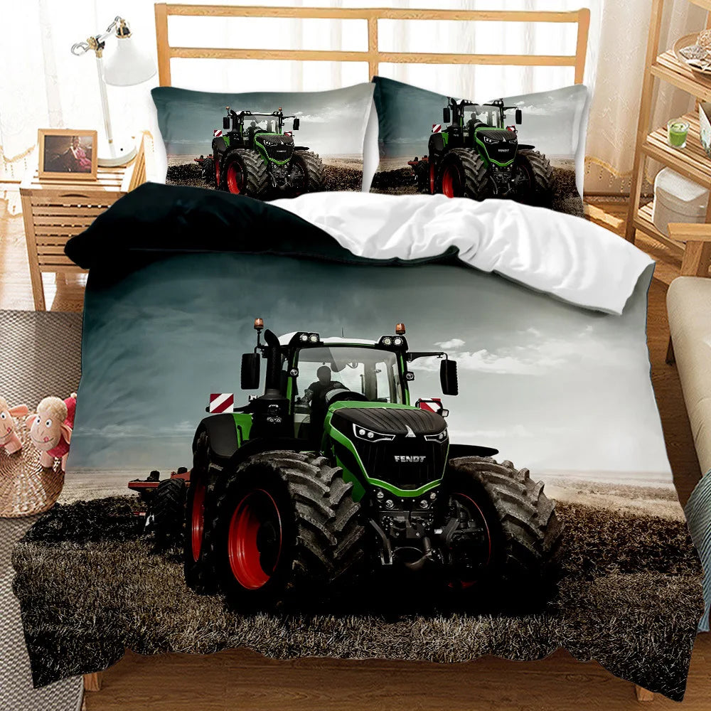 Truck Duvet Cover Set Automobile Blue Monster Pickup Truck Off Road Vehicle Bedding Set For Boys King Size Polyester Quilt Cover