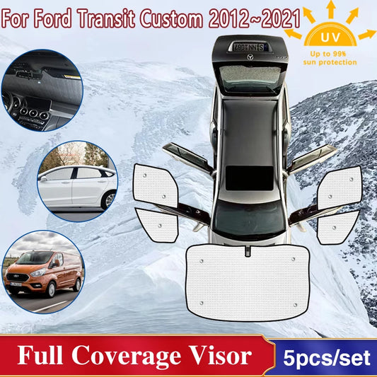 Car Window Full Cover Sunshades For Ford Transit Custom Accessories 2012~2021 Tourneo Windshield Shaby Visor 2013 2014 2015 2016
