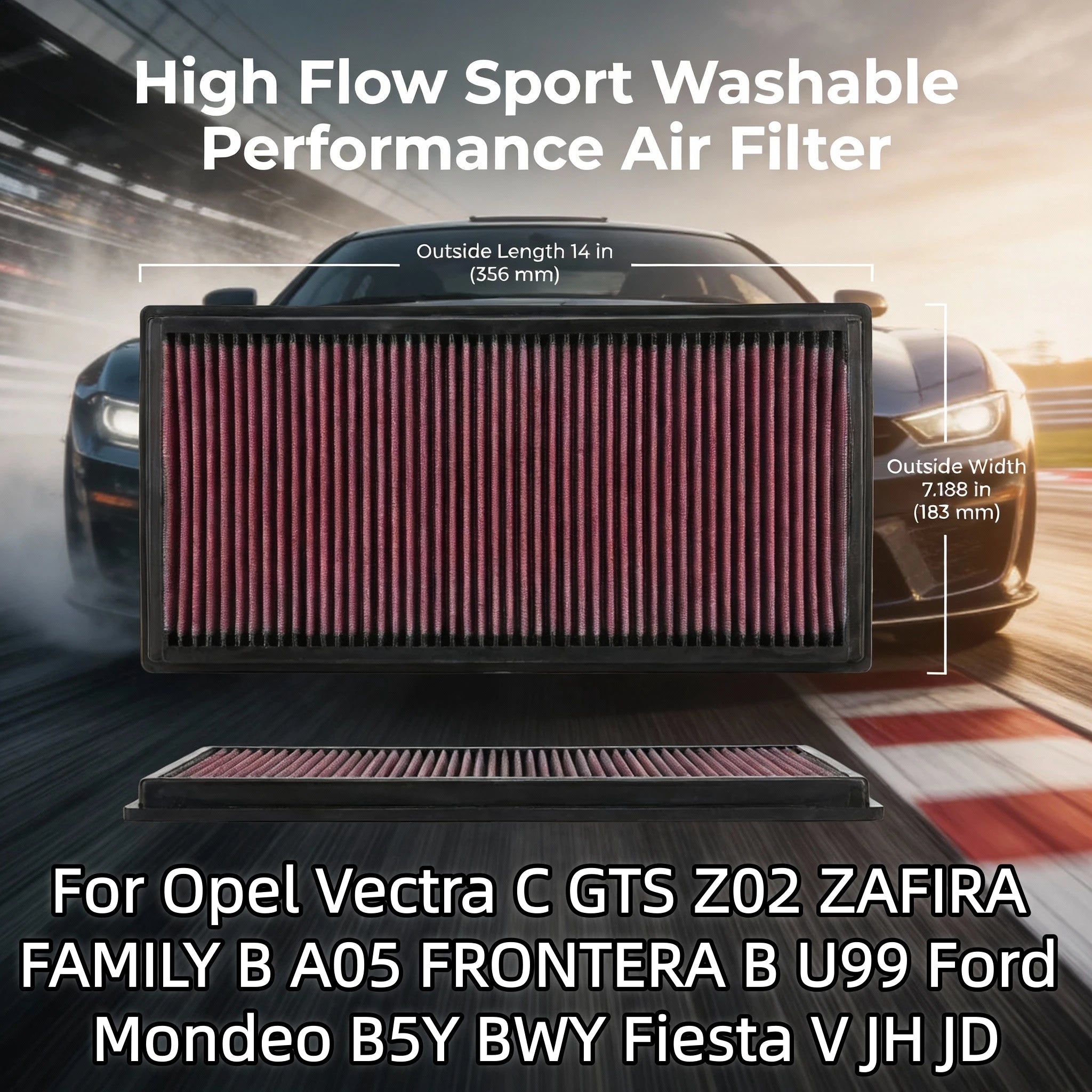 For Opel Vectra C GTS Z02 ZAFIRA FAMILY B A05 FRONTERA B U99 Ford Mondeo B5Y BWY Fiesta V JH JD High Flow Sport Air Filter