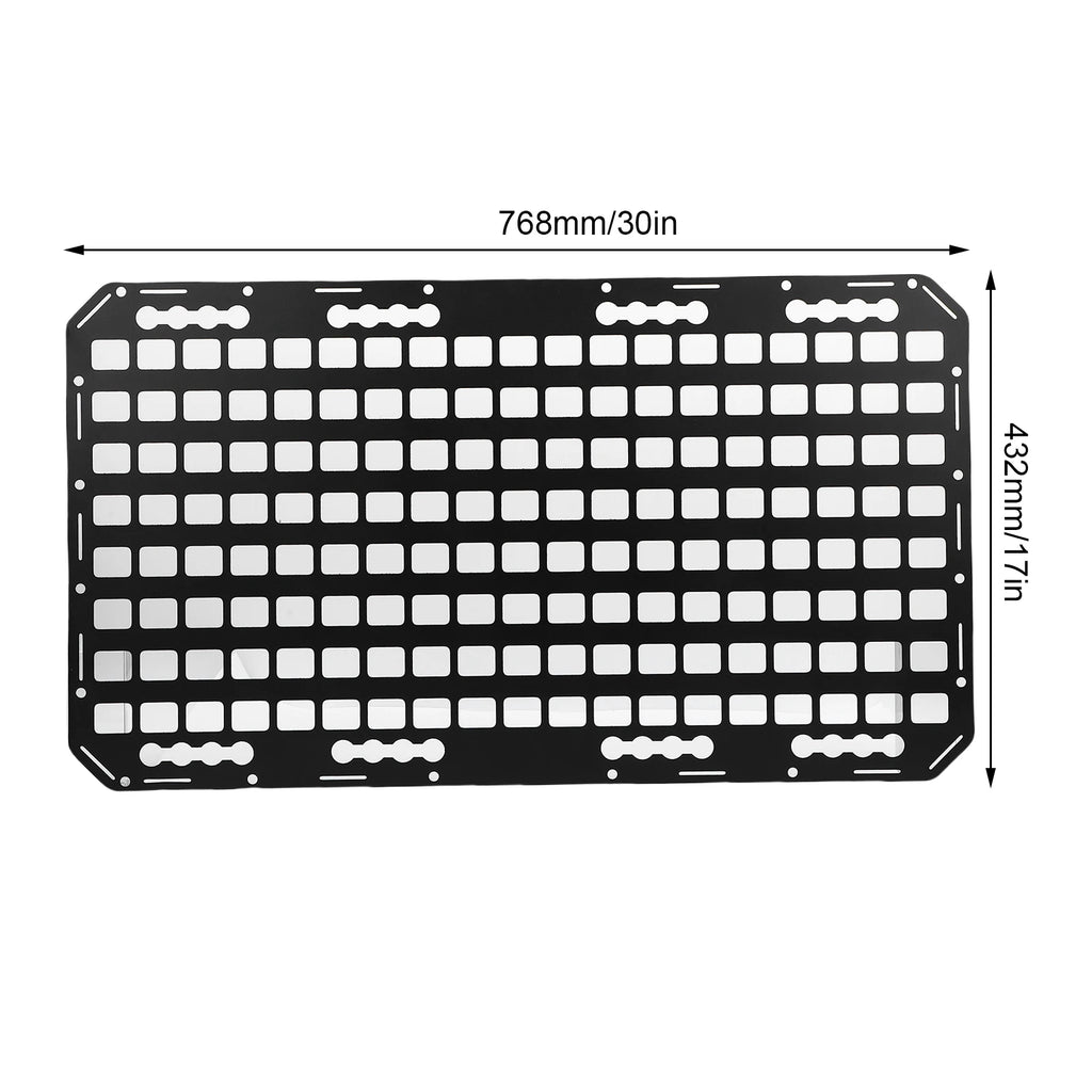 Truck Bed Molle Panel Aluminum 17x30x0.08in Side Truck Bed Molle Panel Rack System for Sedans SUVs Pickups Trucks RVs Trailers