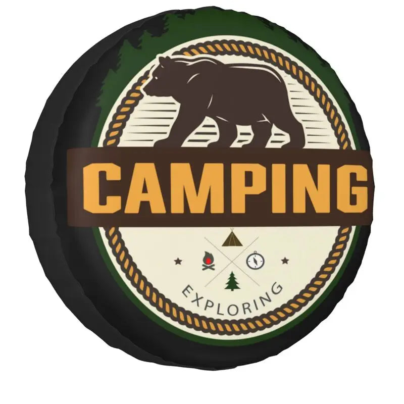Funny Adventure Camper Travel Tire Cover for Car Wheel Protector Covers Universal for Trailer SUV Truck Camper Travel Trailer