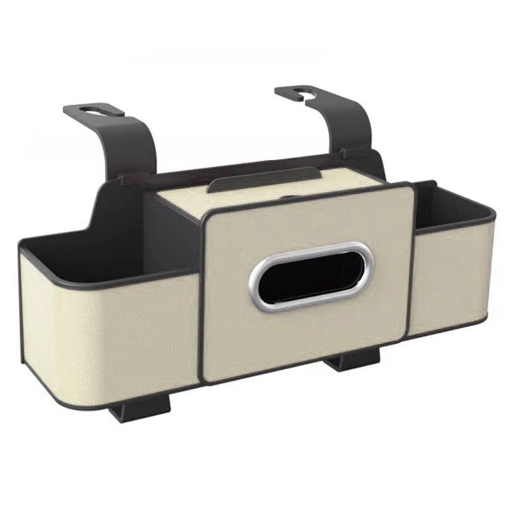Car Back Seat Organizer with Cup Holder Tissue Box and Hooks Vehicle Seat Back Hanging Storage Box Automotive Travel Accessories