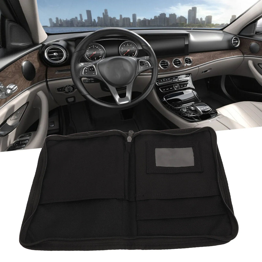 Vehicle Document Glove Box Organizer Car Document Holder Zipped Design 6 Pockets  Portable Oxford Cloth for Car