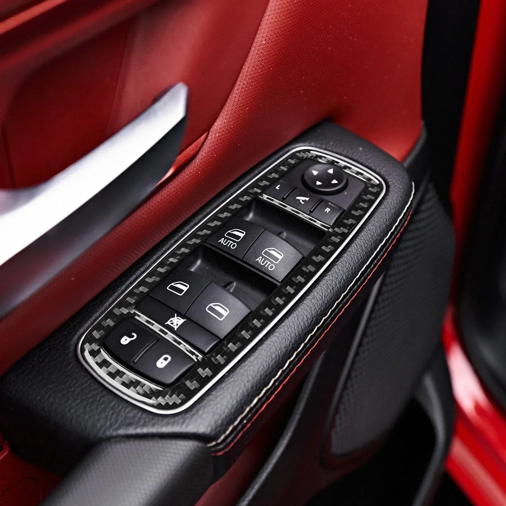 For Dodge Ram 2019 2020 2021 2022 2023 Accessories Carbon Fiber Car Interior Grar Handle Air Outlet Trim Sticker Decoration