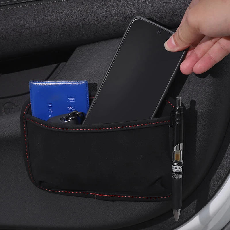 Paste Car Organizer PU Leather Bag Car Storage Pocket Organizer Bag Seat Back Side Door Stowing Tidying Box For Phone Key