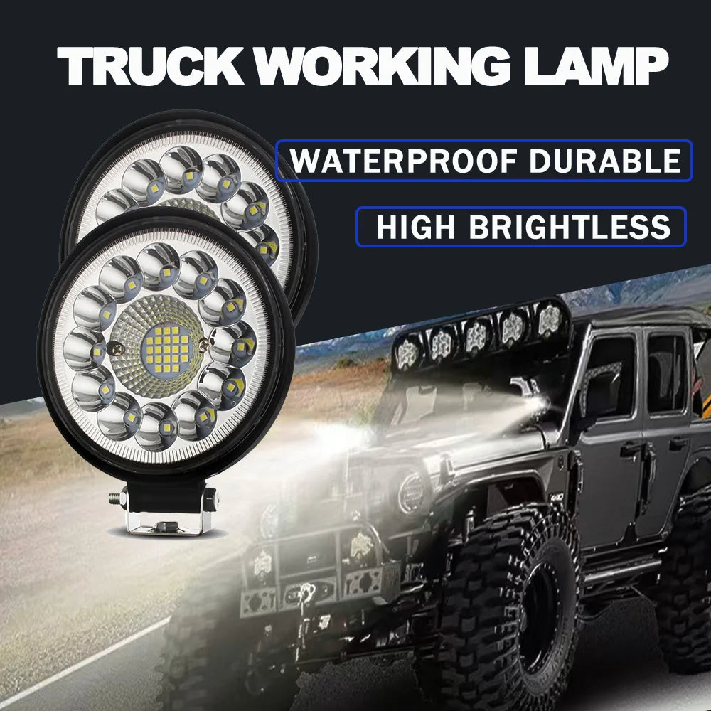Car LED Light Bar 99W LED Work Light  Round Square Off Road Spotlight for Jeep Truck ATV 4X4 Car ATV Barra LED Headlights 12-24V