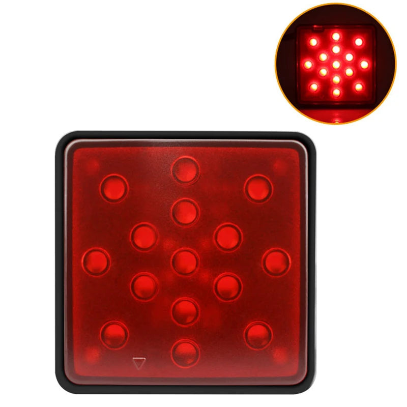 LED Car Red Brake Light DRL Trailer Truck Hitch Cover Fit 2" Towing Hauling Rear Tail Strobe Light Waterproof Taillight