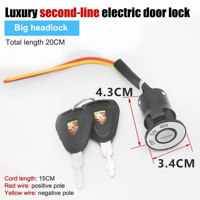 Llave de encendido para bicicleta eléctrica, cerradura de encendido portátil para scooter eléctrico, componentes de bicicleta eléctrica