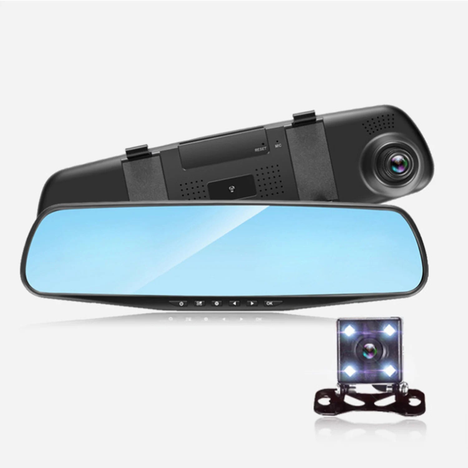 1Set Rearview Mirror Car DVR Dash Cam 4.3" Screen HD 1080P 2 Cameras For 12V Car Rearview Mirror Dual Channel Recorder