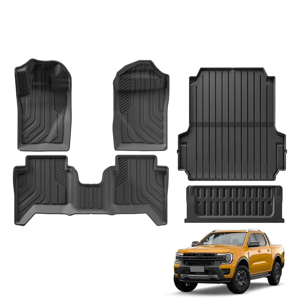 for Ford Ranger 2024 2025 US Version fit 5FT 59.6Bed Car Truck Bed Mat Liner Trunk Bed Liner Black TPE Floor mats Protection
